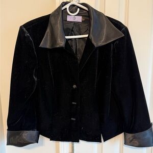 JS Collections Midnight Black Velvet Blazer with Satin Trim